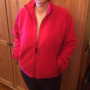 Women’s full zip red polar fleece thick jacket,size M